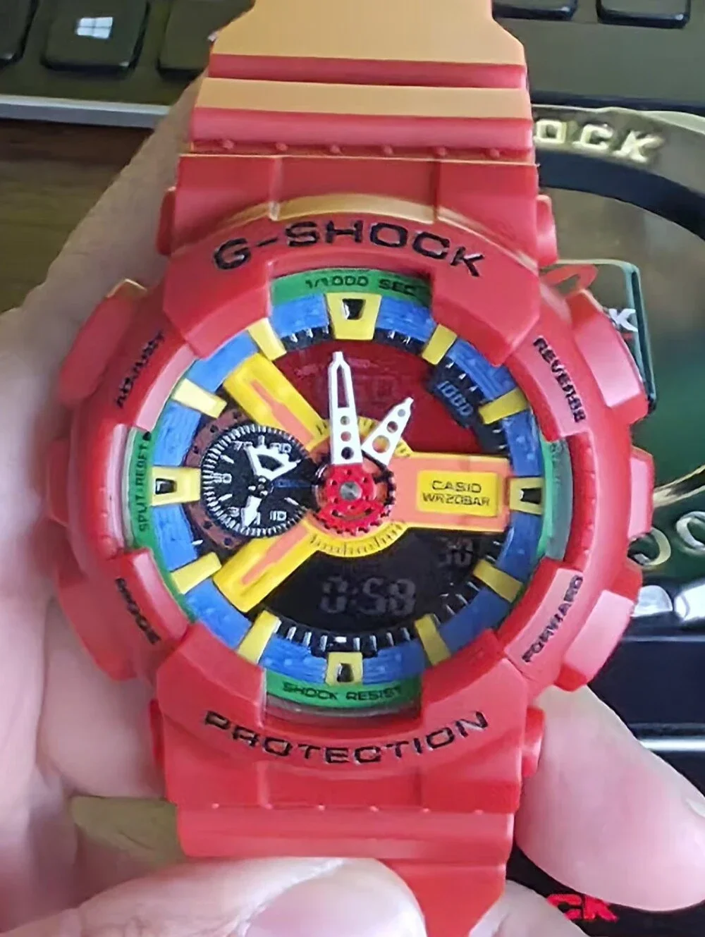 G-Shock Red Multicolor Resin Watch 48mm Unisex NEW